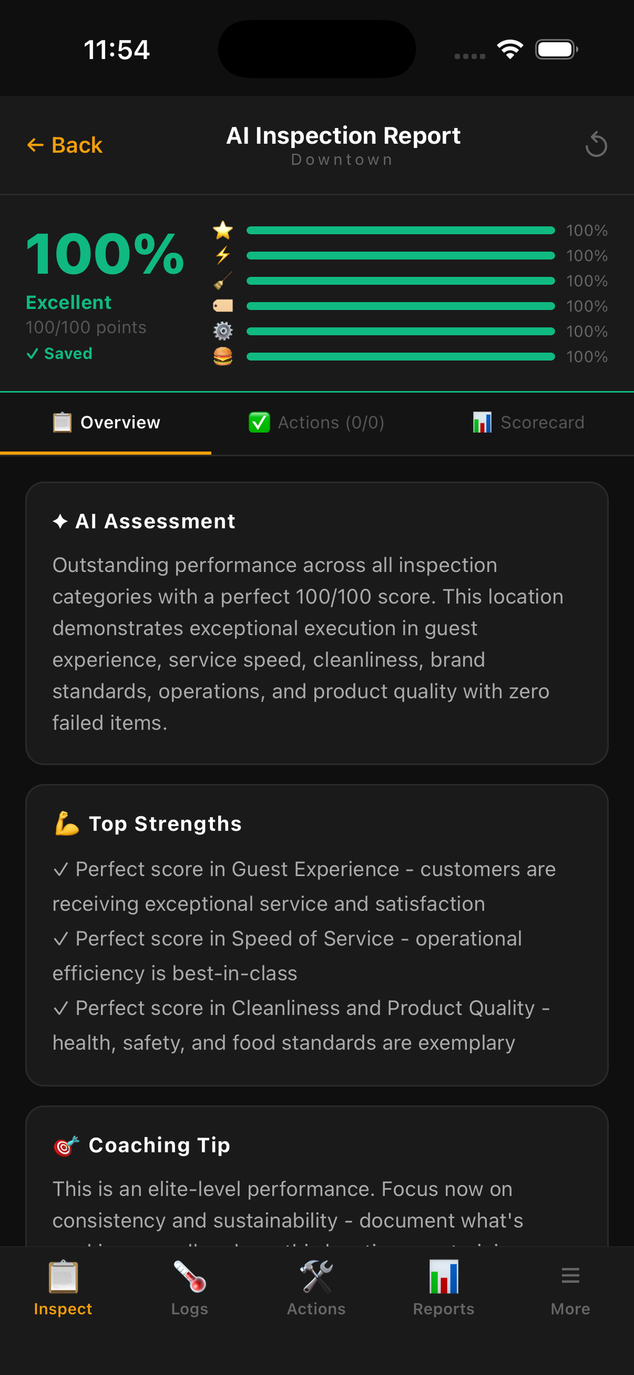 AI inspection report